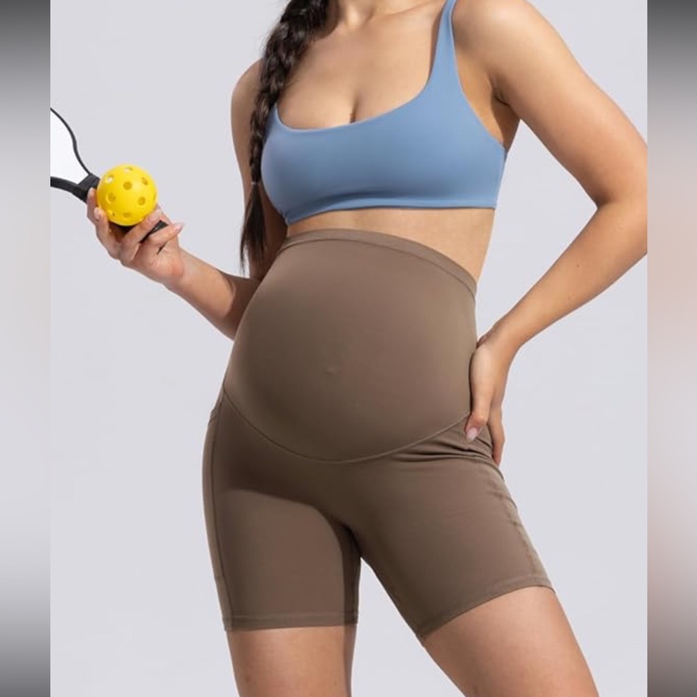 CRZ YOGA Brown Maternity Bike Shorts